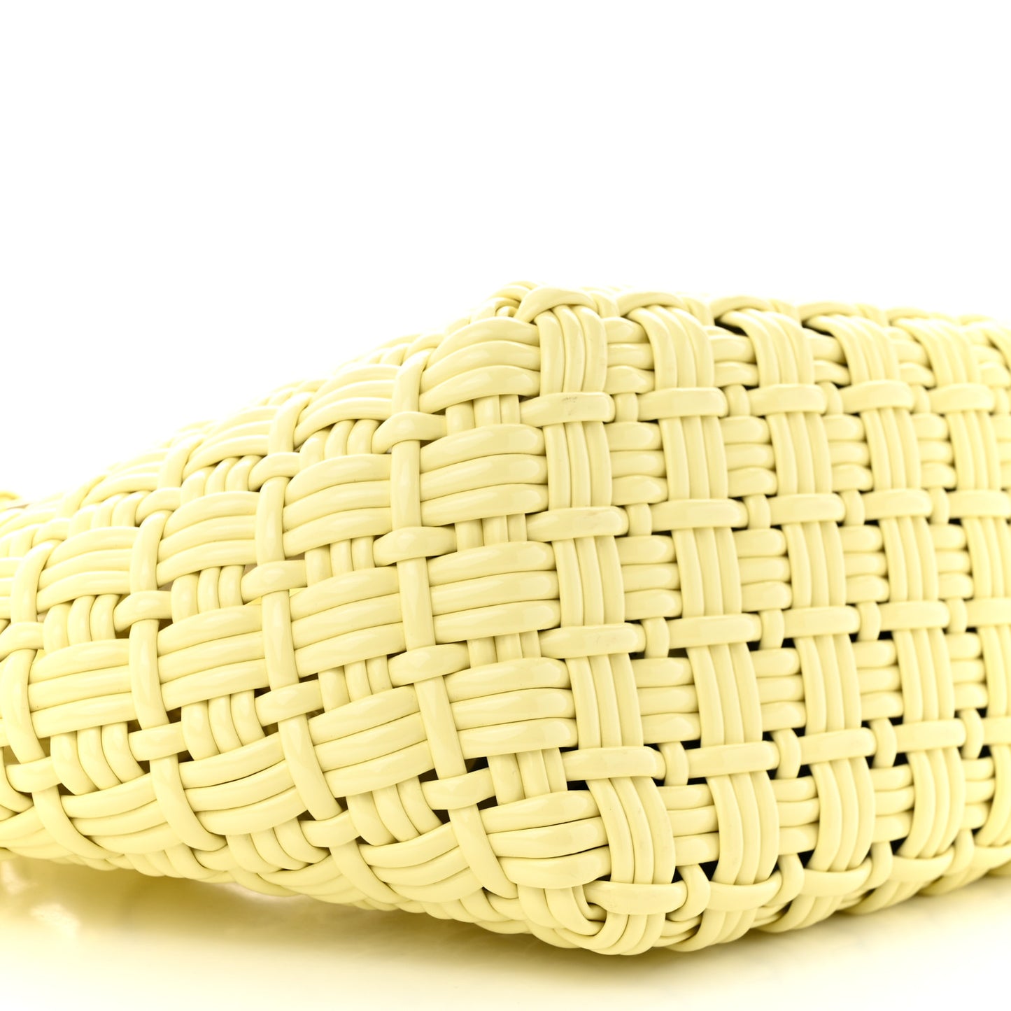 Varnished Faux Calfskin Braided XS Bistro Basket Pale Yellow