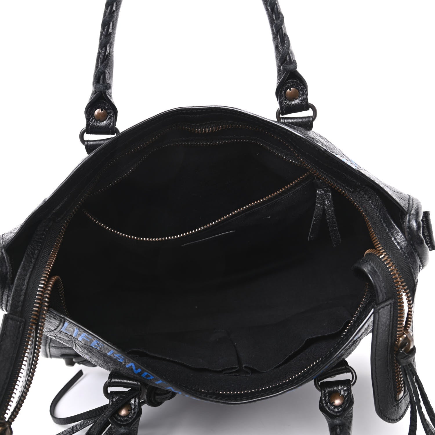 Balenciaga Agneau Arena Graffiti All Over Classic Hardware S City Black Bleu Violet 5 of 9