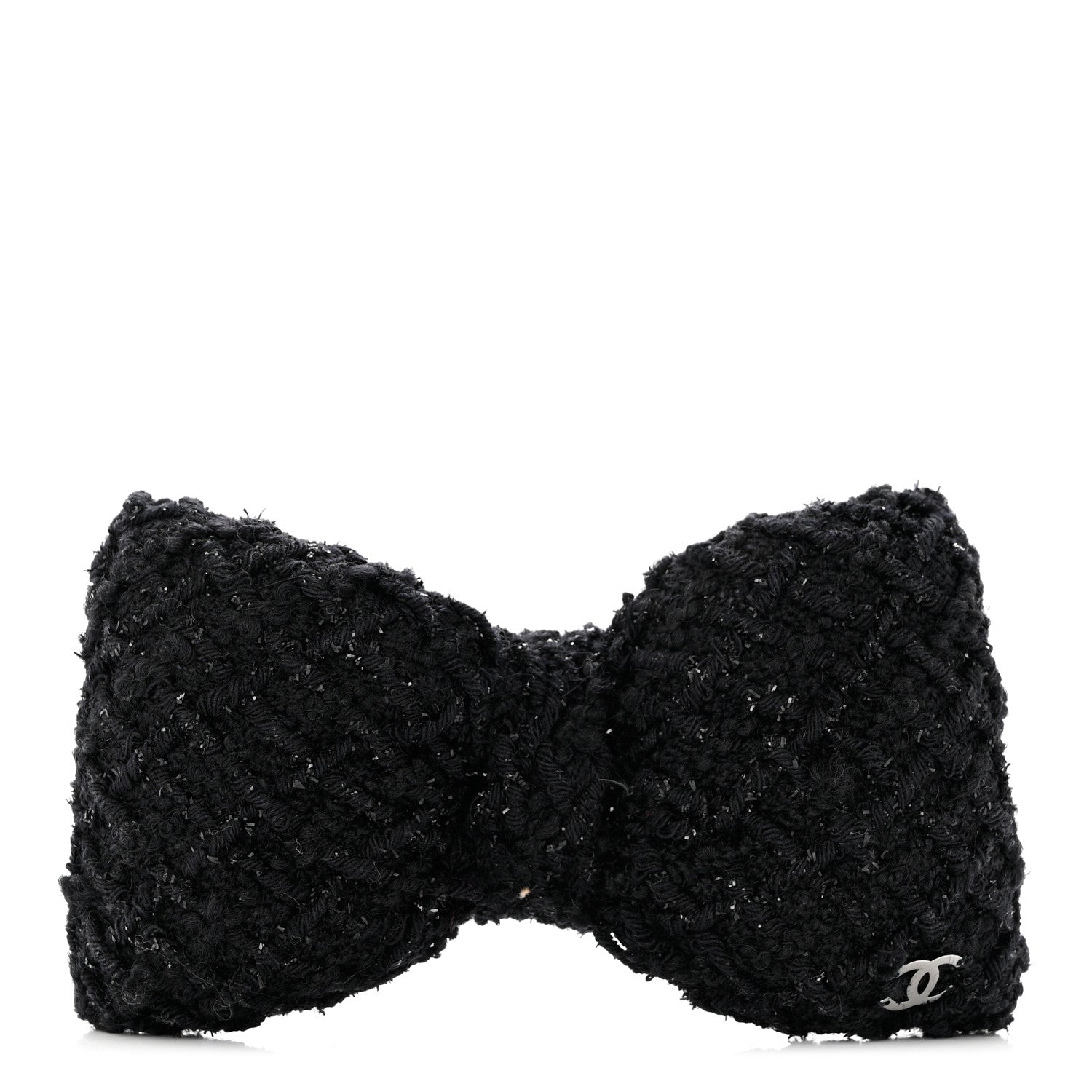Chanel Tweed CC Bow Hair Clip Black 1 of 3