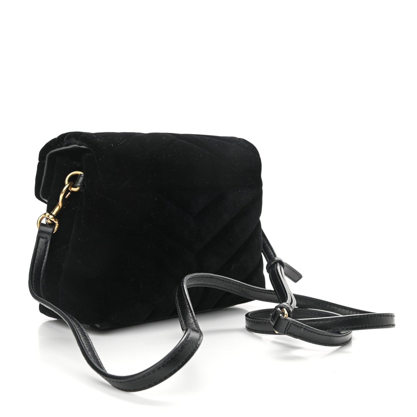 Velvet Y Quilted Monogram Toy Loulou Chain Satchel French Black