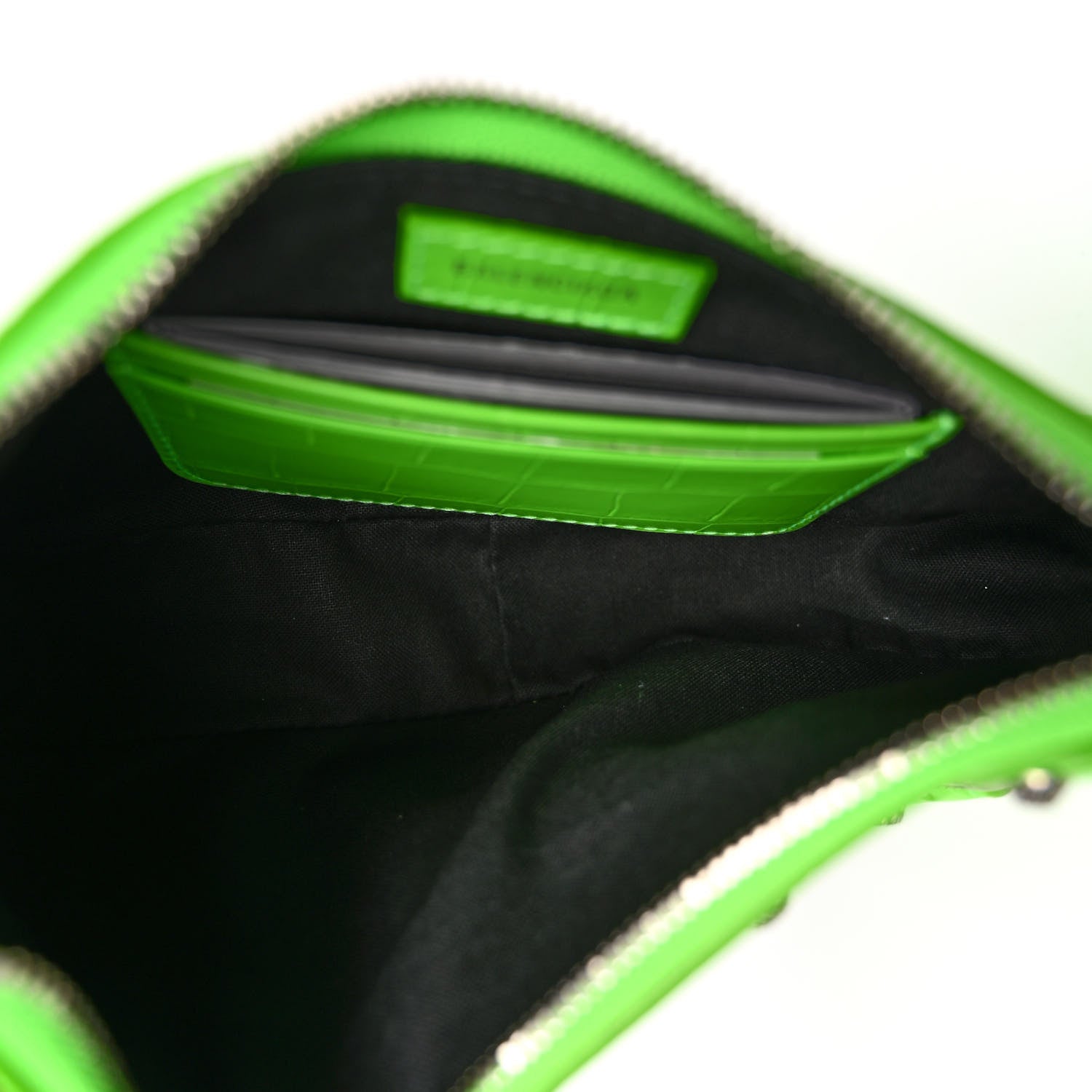 Balenciaga Extra Supple Calfskin Crocodile Embossed Le Cagole Mini Purse With Chain Acid Green 5 of 9