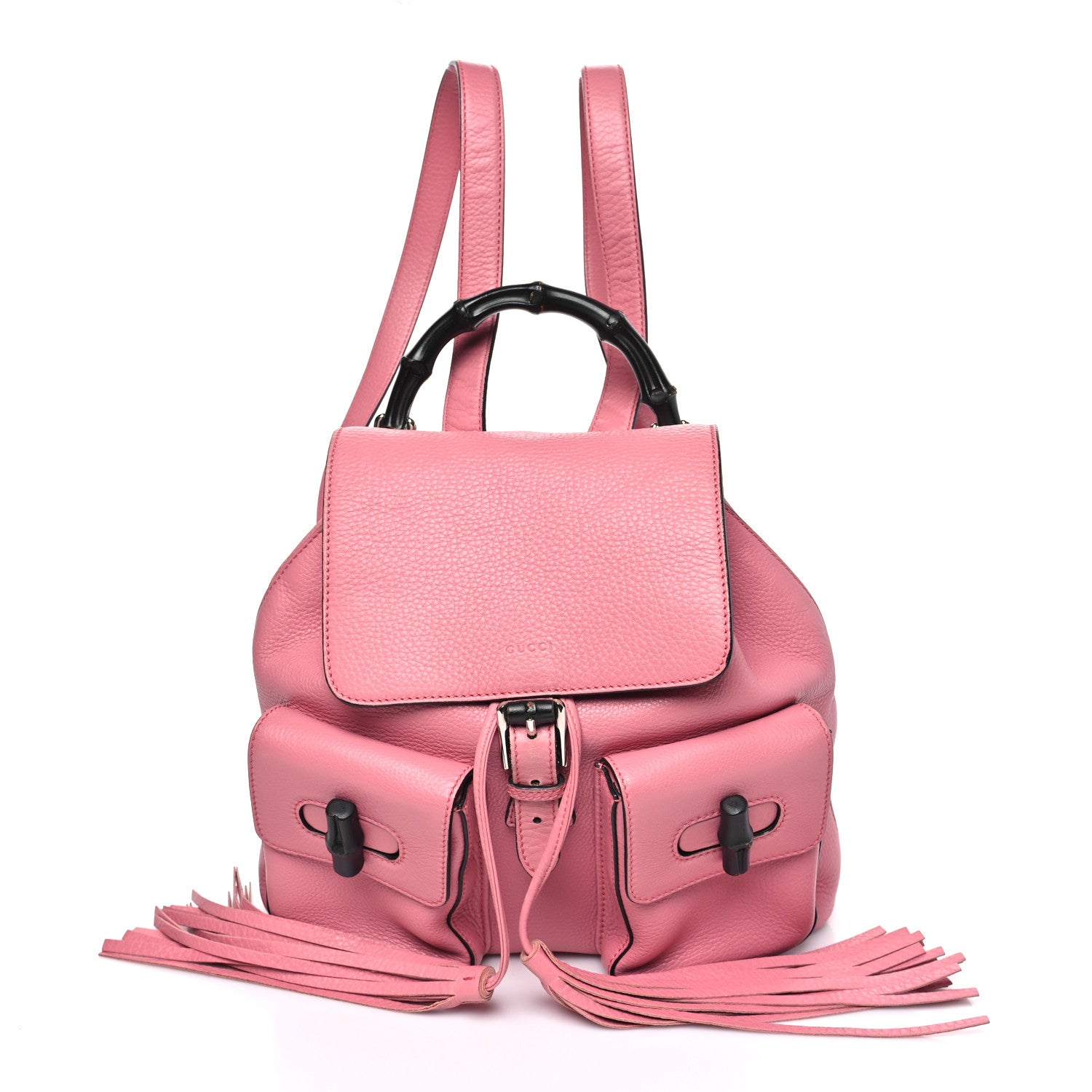 blush leather backpack Gucci Cellarius Calfskin Medium Bamboo Backpack Glossy Pink 1811103 – FASHIONPHILE
