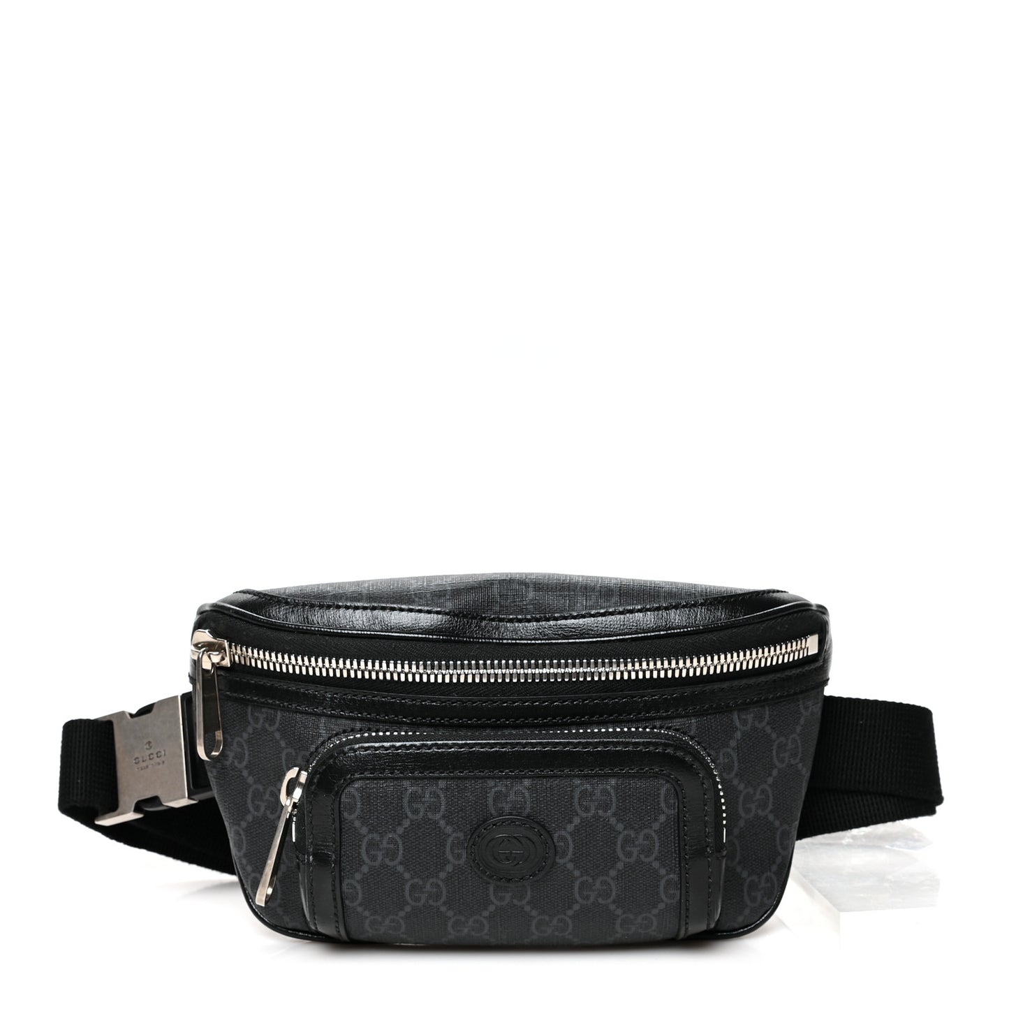 GG Supreme Monogram Textured Calfskin Retro Interlocking G Belt Bag Black