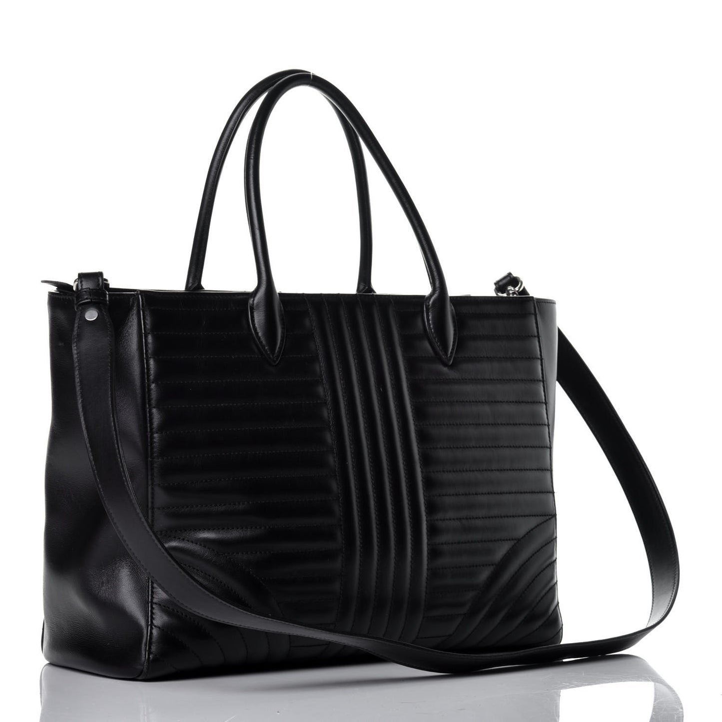 Soft Calfskin Impunture Diagramme Tote Black