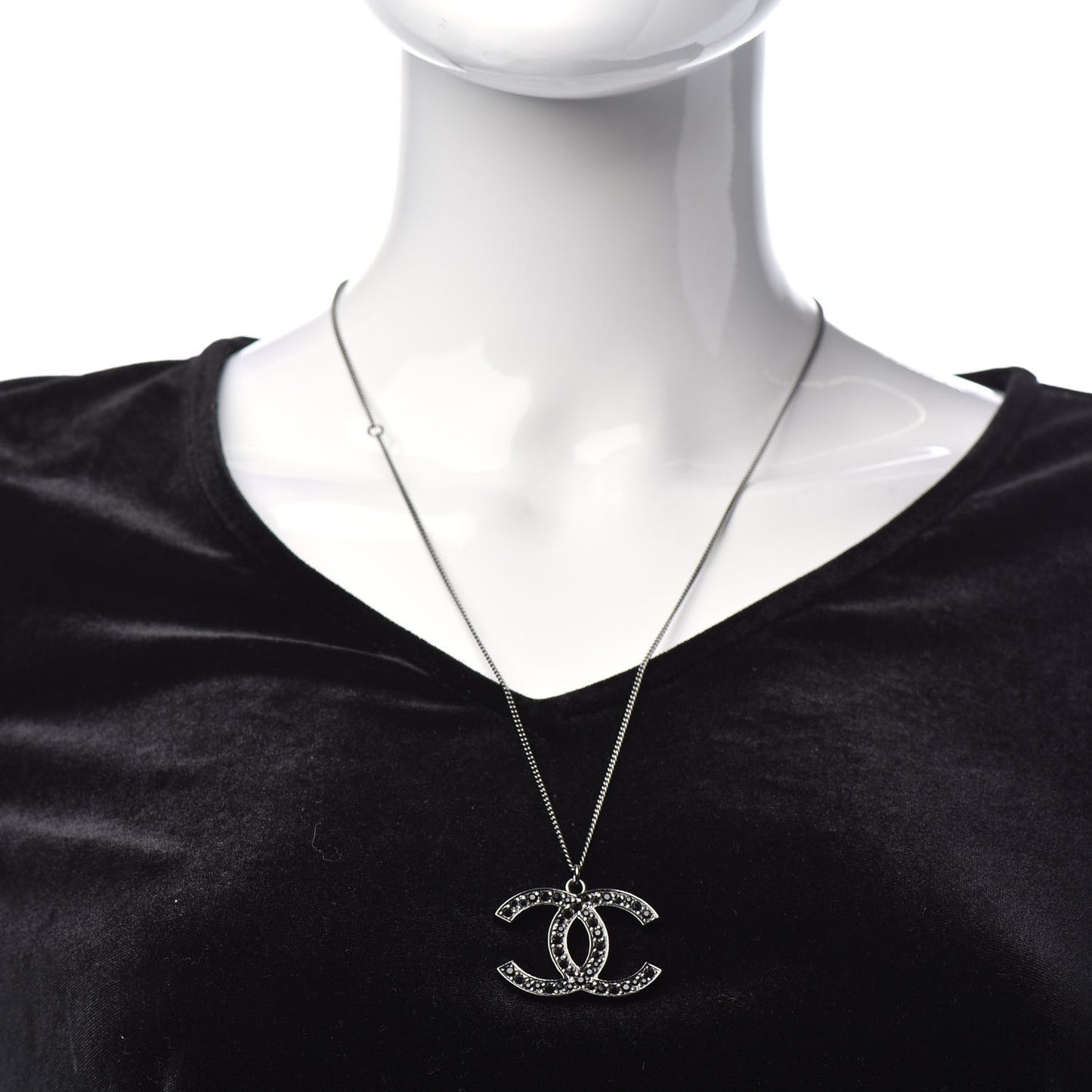 Ruthenium Crystal CC Necklace Black