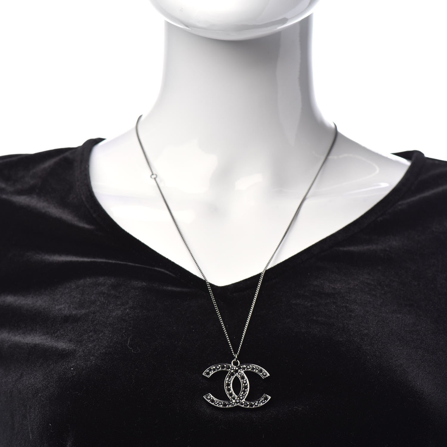 Chanel Ruthenium Crystal CC Necklace Black 2 of 5