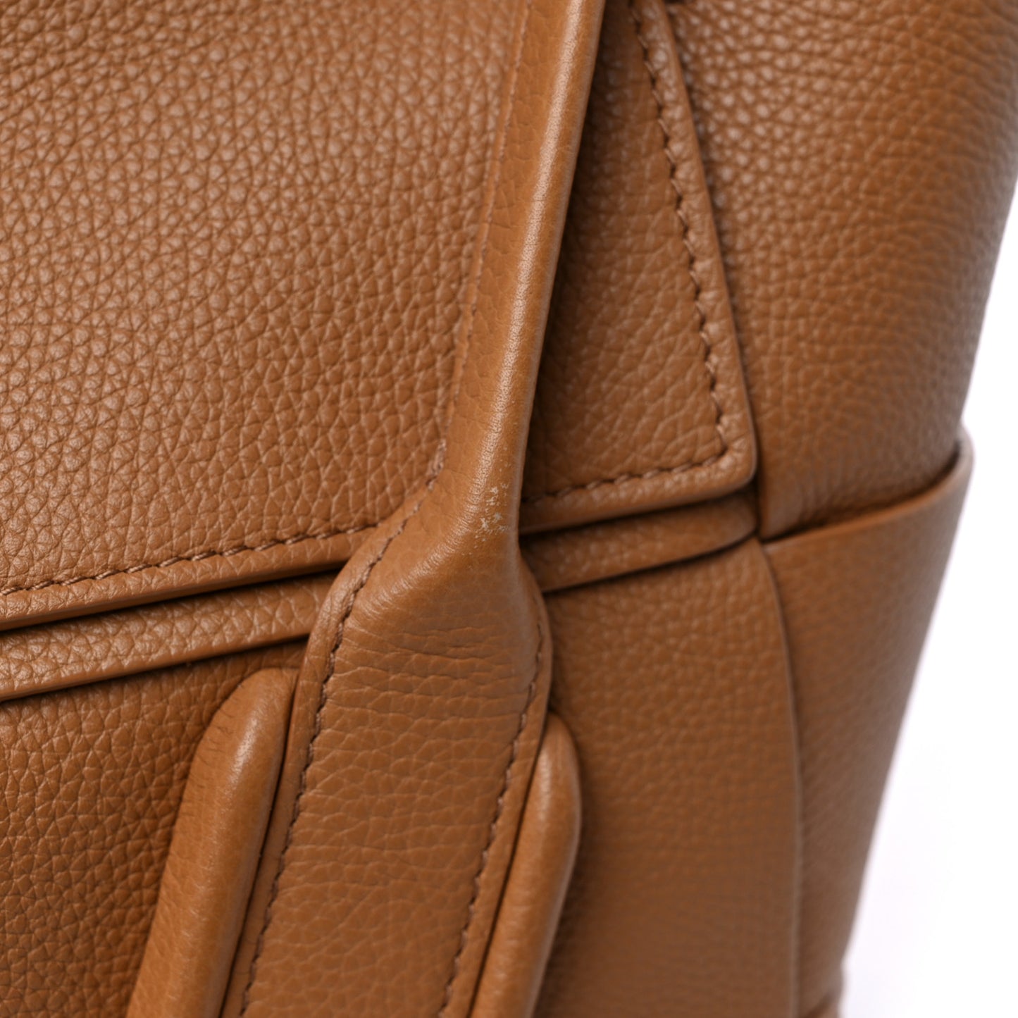 Grained Calfskin Maxi Intrecciato Mini Arco Caramel