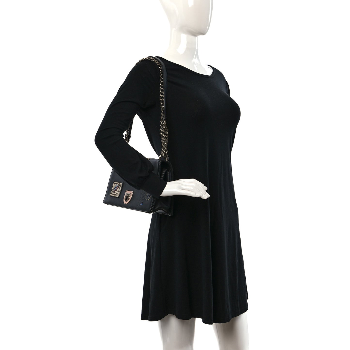 Calfskin Paradise Diorama Flap Bag Black