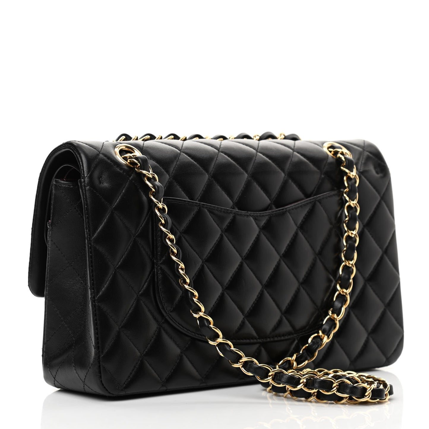 Lambskin Quilted Medium Double Flap Black