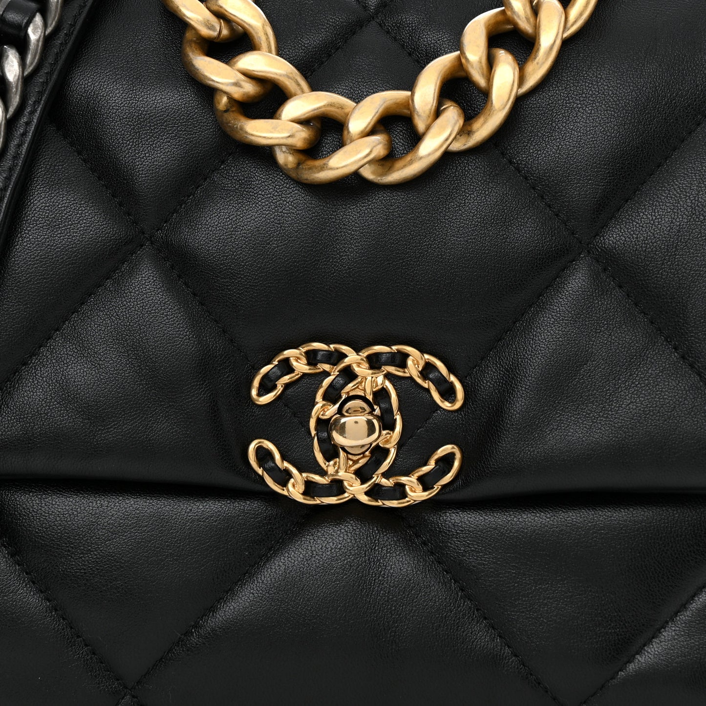 Lambskin Quilted Large Chanel 19 Flap Black