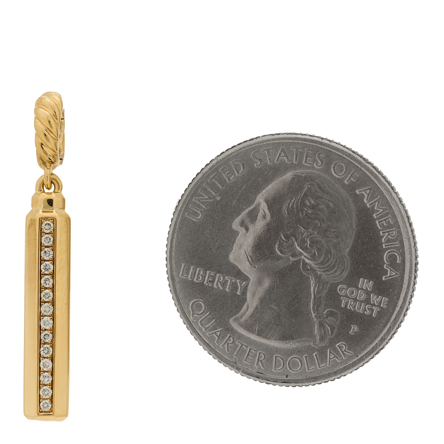 18K Yellow Gold Diamond Lexington Barrel Amulet Pendant