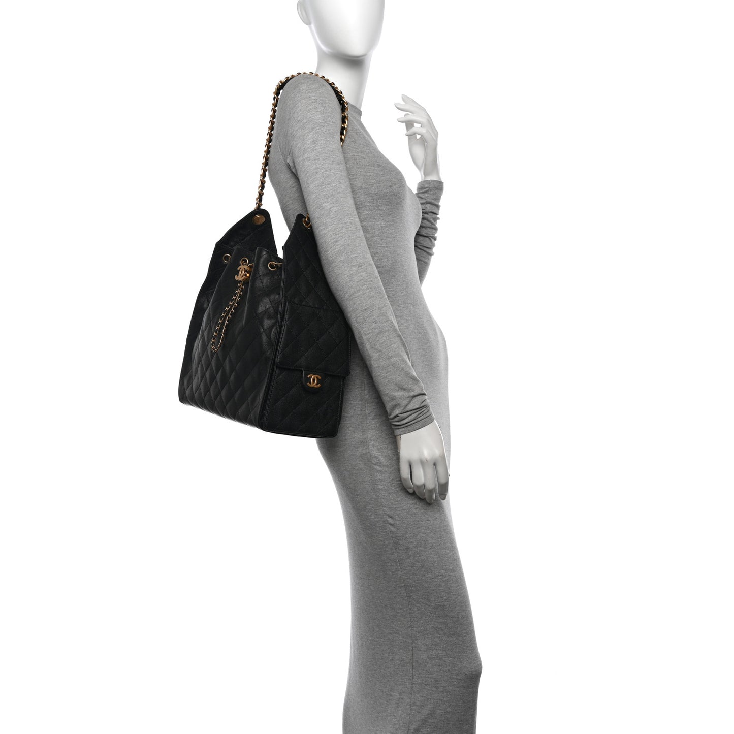Caviar Quilted Medium Chanel 25 Handbag Black