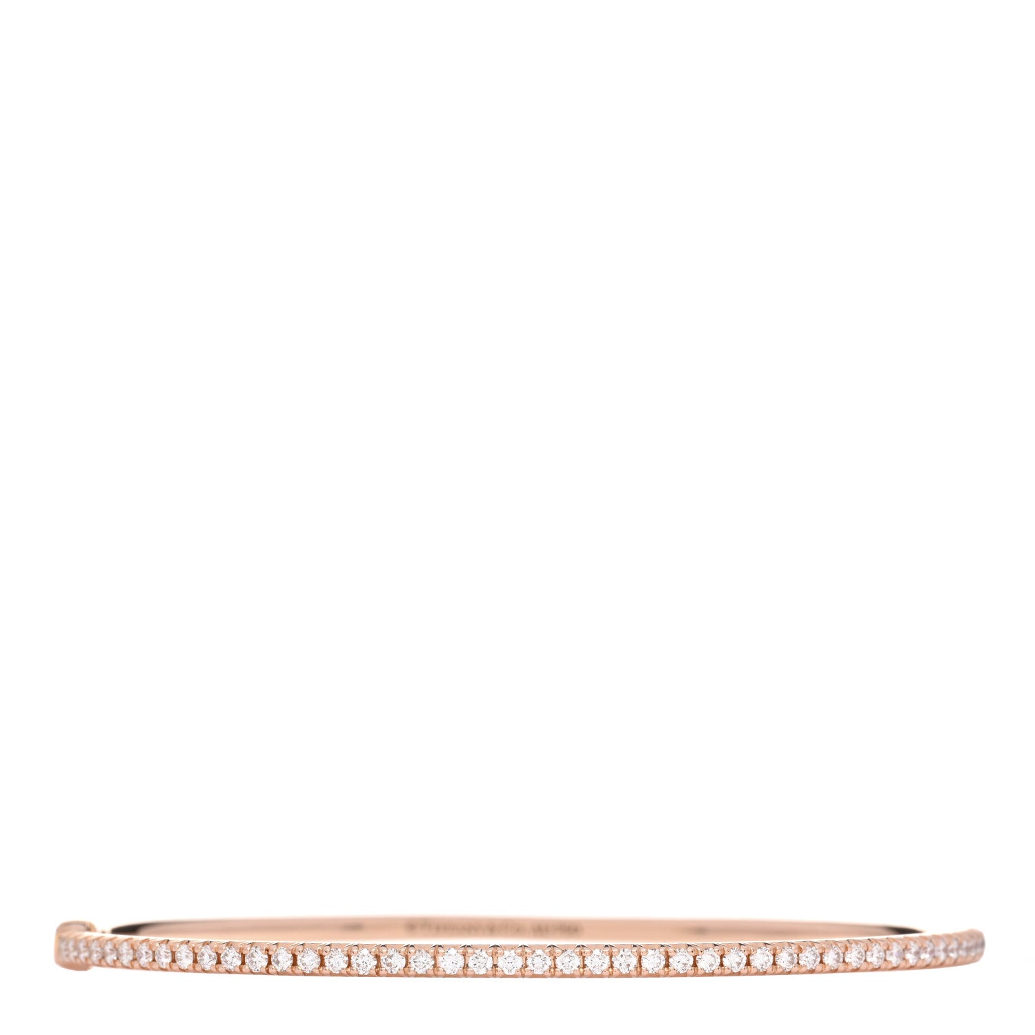 Tiffany 18K Rose Gold Diamond Metro Hinged Bangle Bracelet 1 of 3