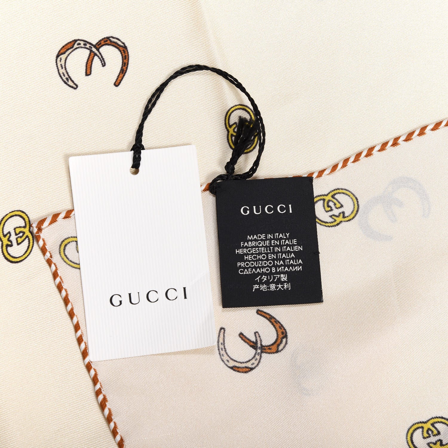 Gucci Silk Twill Poket Logos Pocket Square Ivory 2 of 4