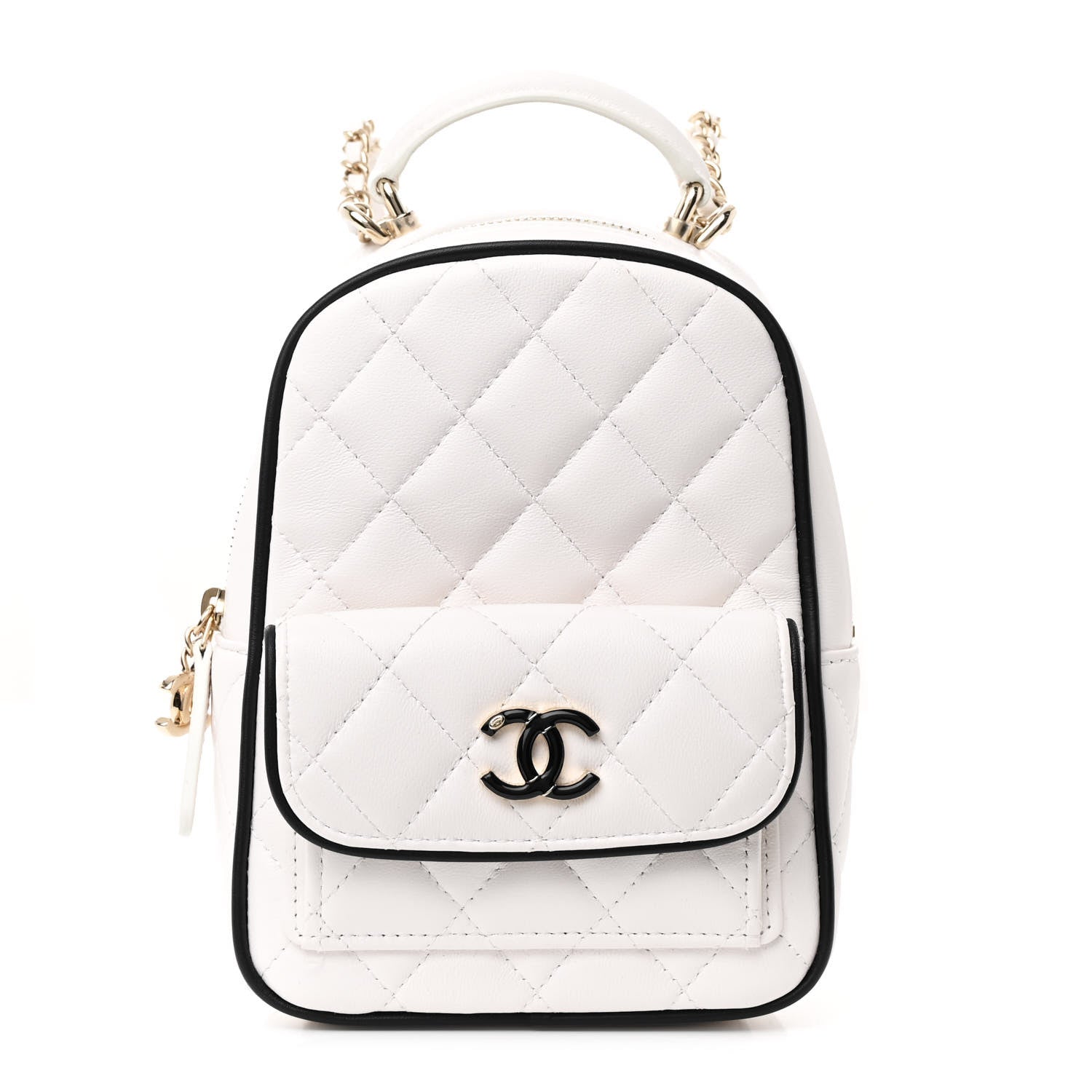 chanel mini backpack new Chanel Lambskin Quilted Mini Backpack White Black 1634838 – FASHIONPHILE