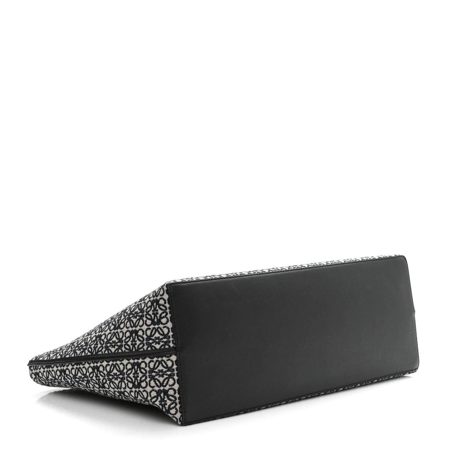 Jacquard Anagram Calfskin East West Tote Navy Black