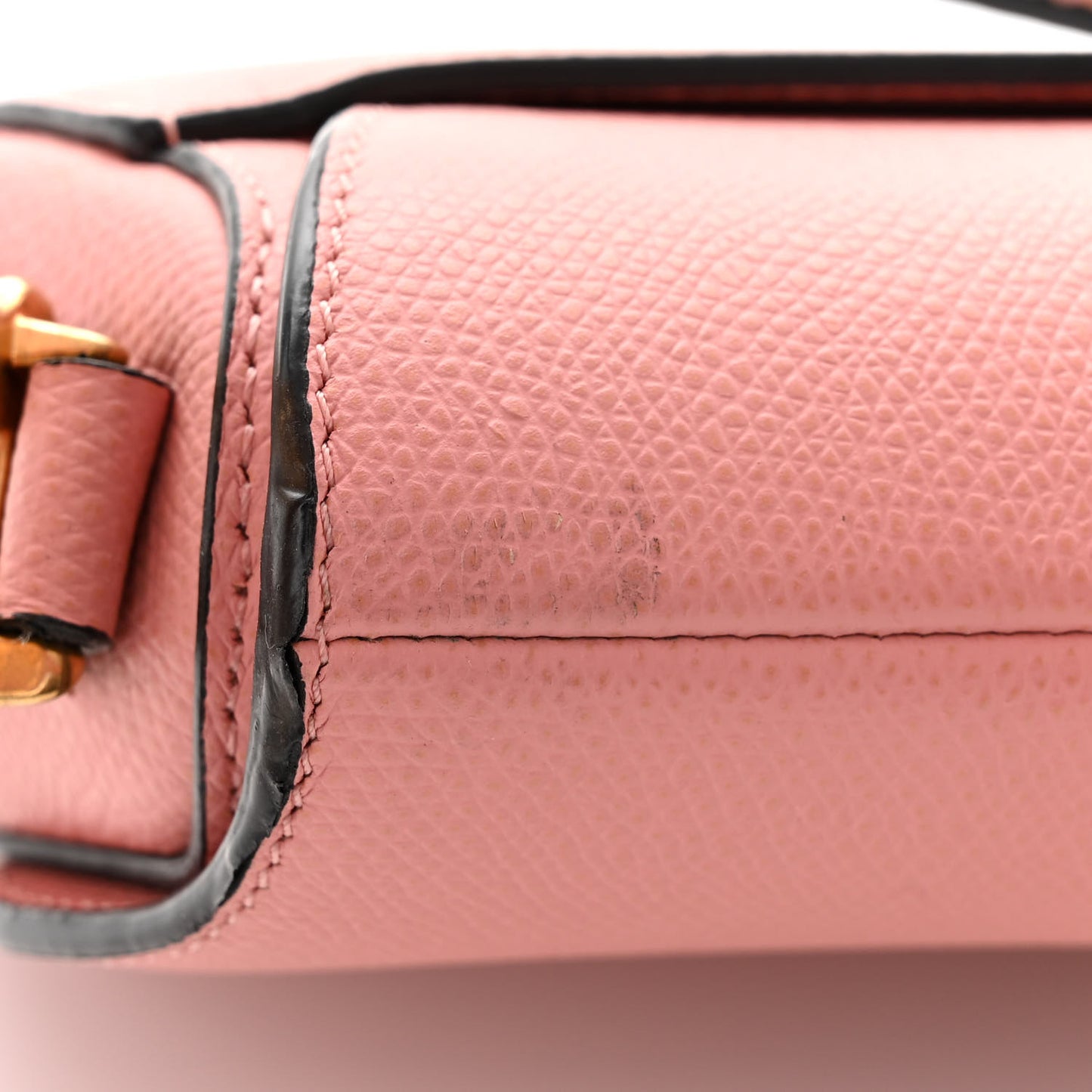 Grained Calfskin Mini Saddle Bag Pink