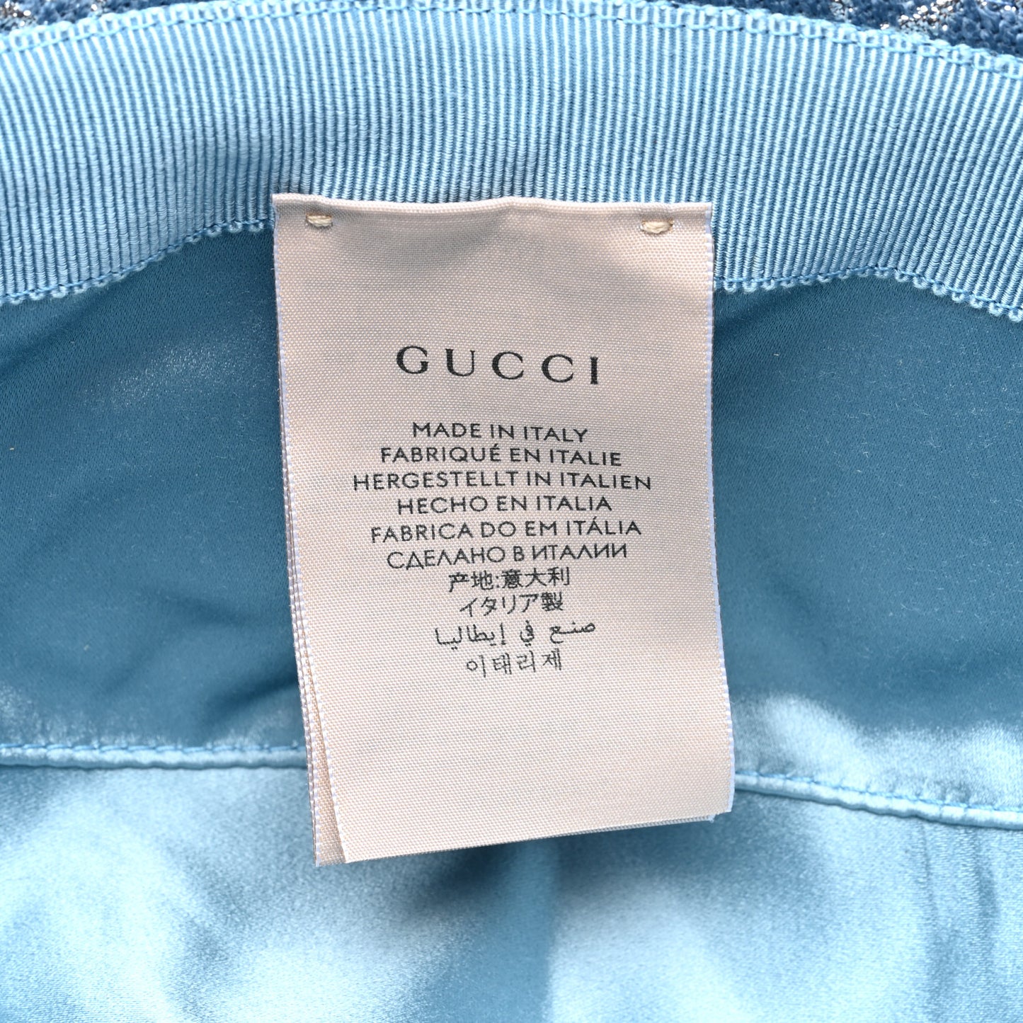 Canvas Lame GG Monogram Bucket Hat S Light Blue Silver