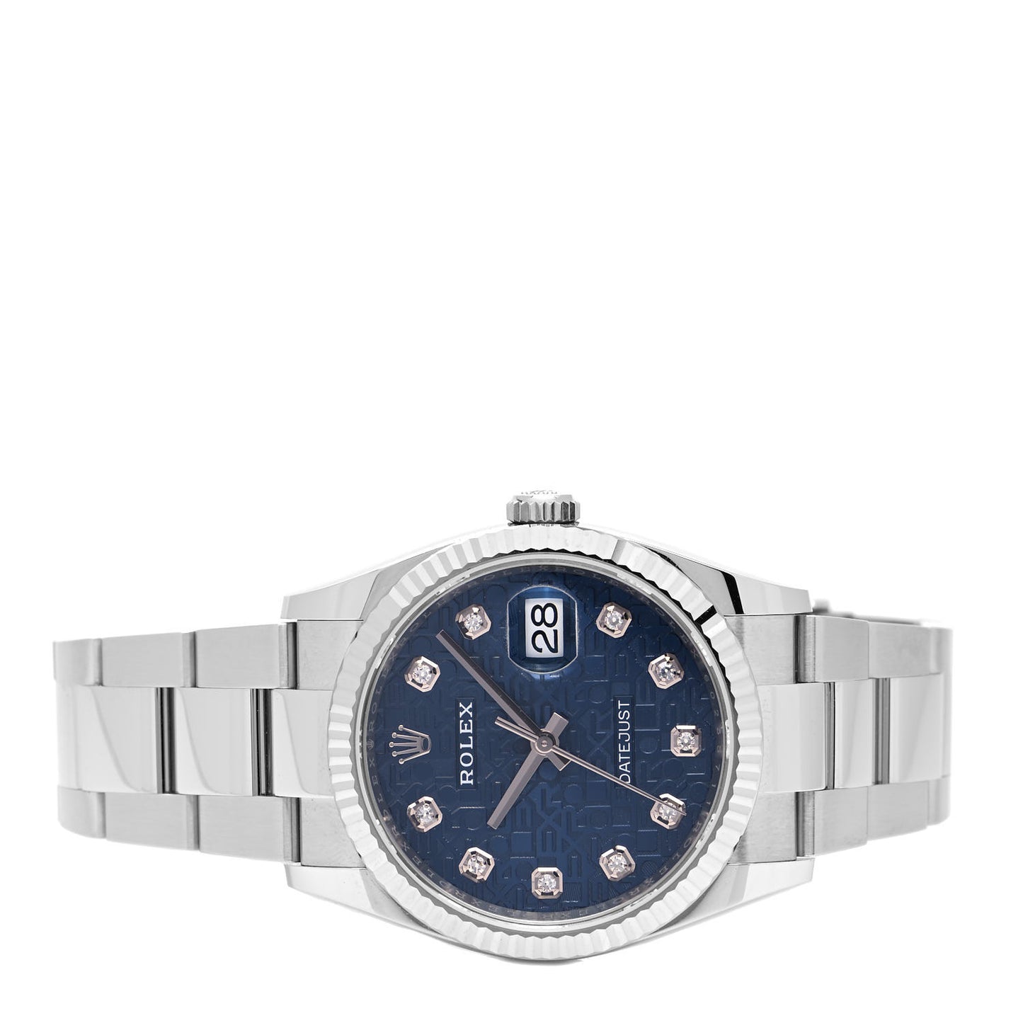 Stainless Steel 18K White Gold Diamond 36mm Oyster Perpetual Datejust Watch Blue Jubilee 126234