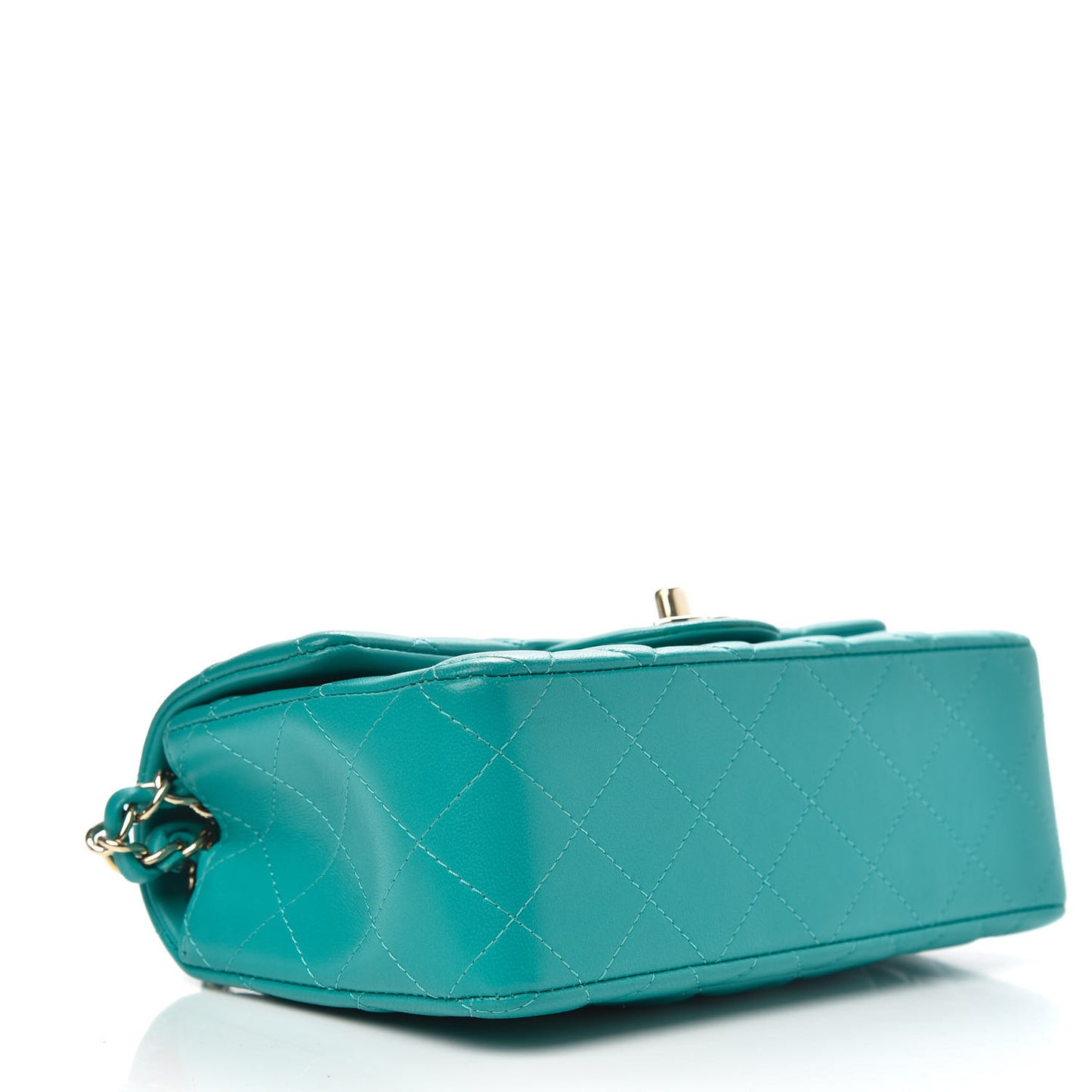 Lambskin Quilted Mini Rectangular Flap Green