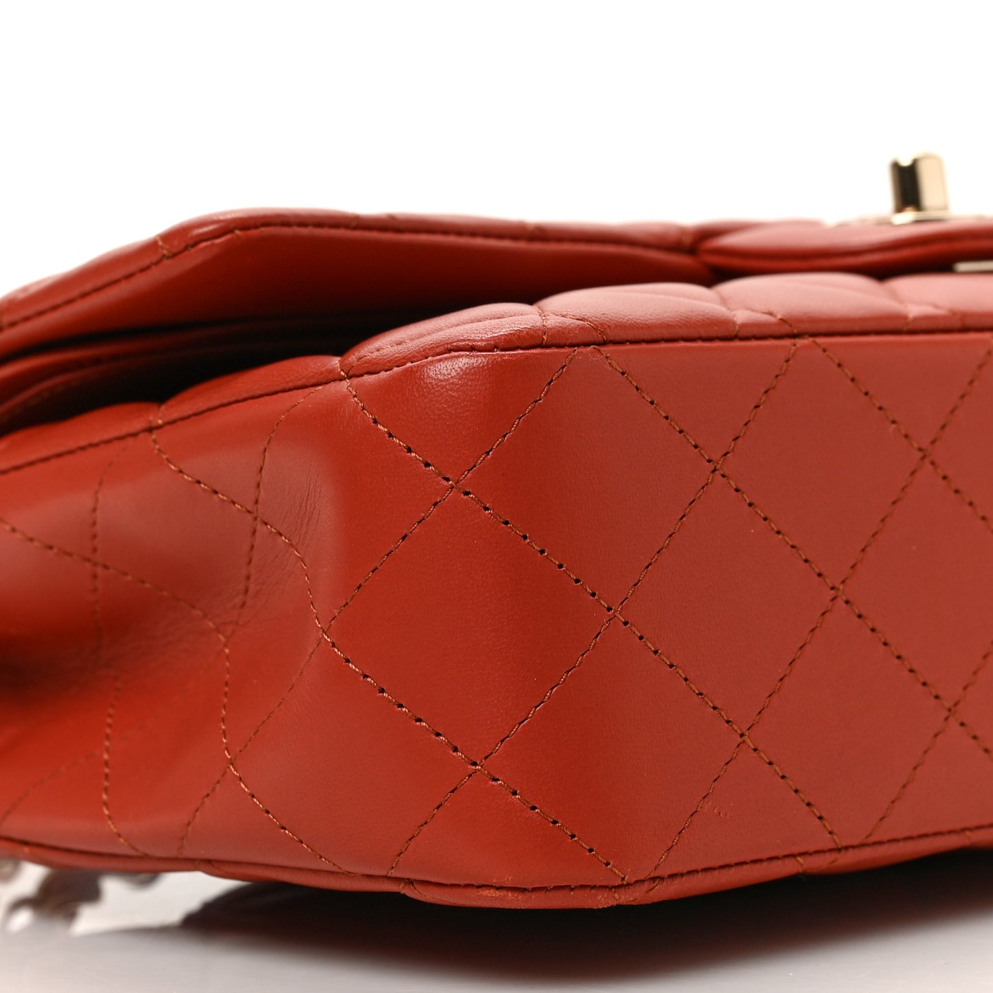 Lambskin Quilted Medium Double Flap Brown