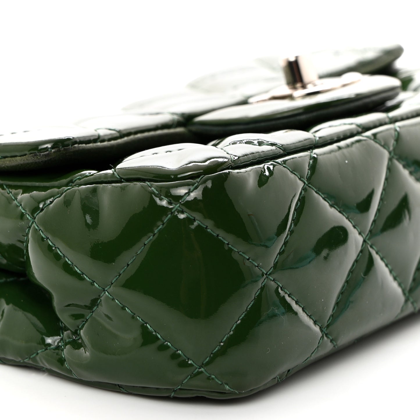 Patent Quilted Extra Mini Flap Green