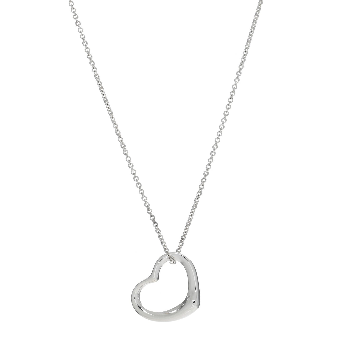 Sterling Silver 22mm Elsa Peretti Open Heart Pendant Necklace