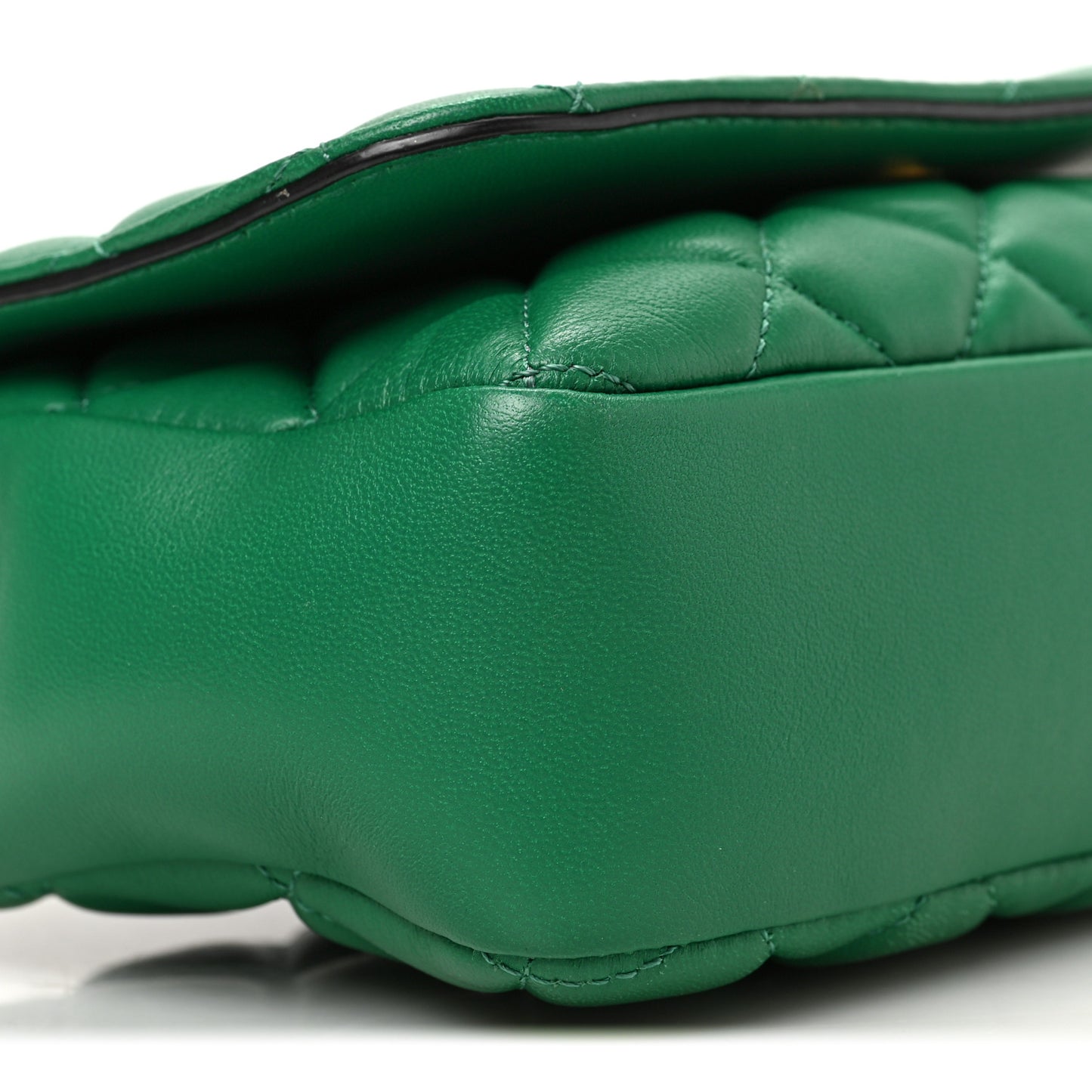 Nappa Quilted Small Medusa Chain Crossbody Green