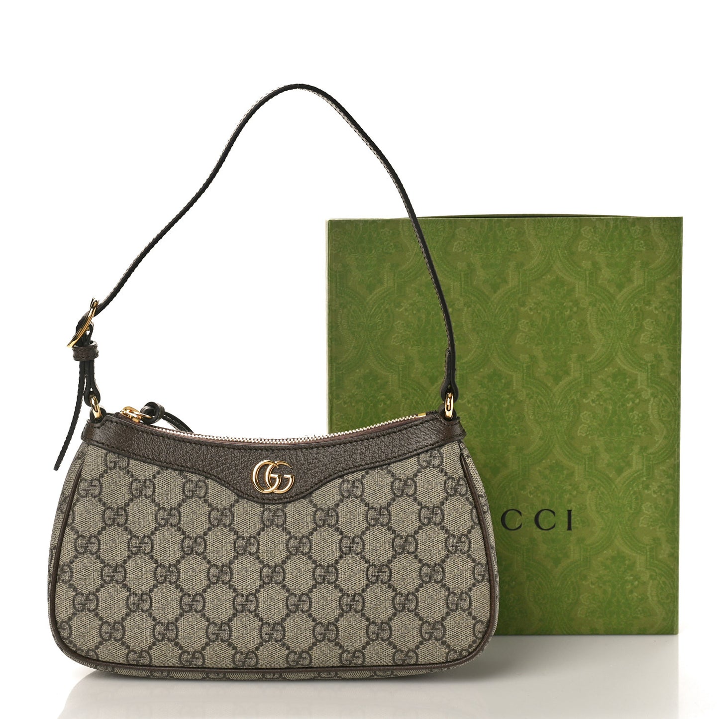 GG Supreme Monogram Textured Dollar Calfskin Small Ophidia Hobo Beige Ebony New Acero