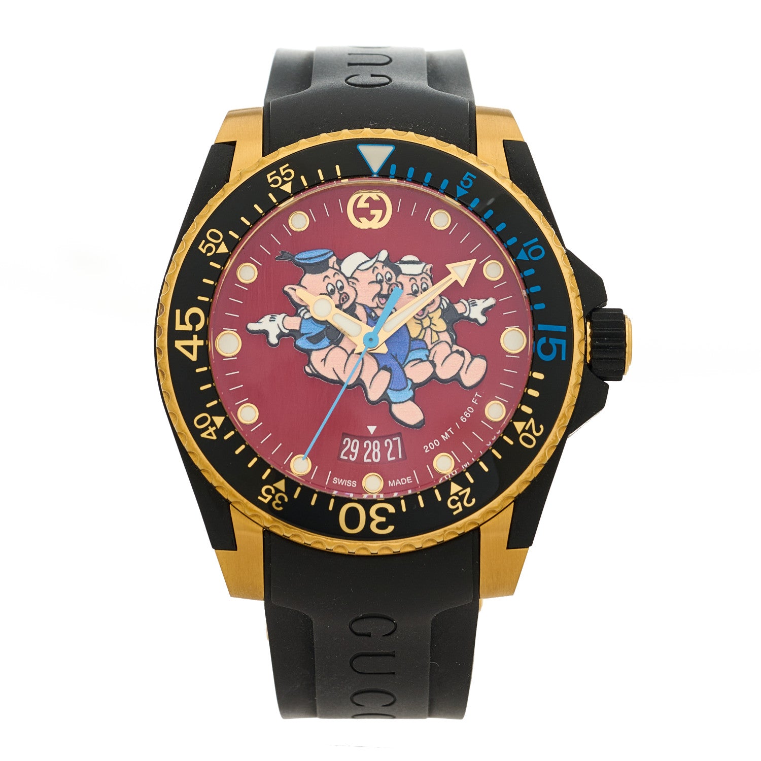 GUCCI  腕時計  トトロ Gucci Stainless Steel Rubber 40mm Three Little Pigs Dive Quartz