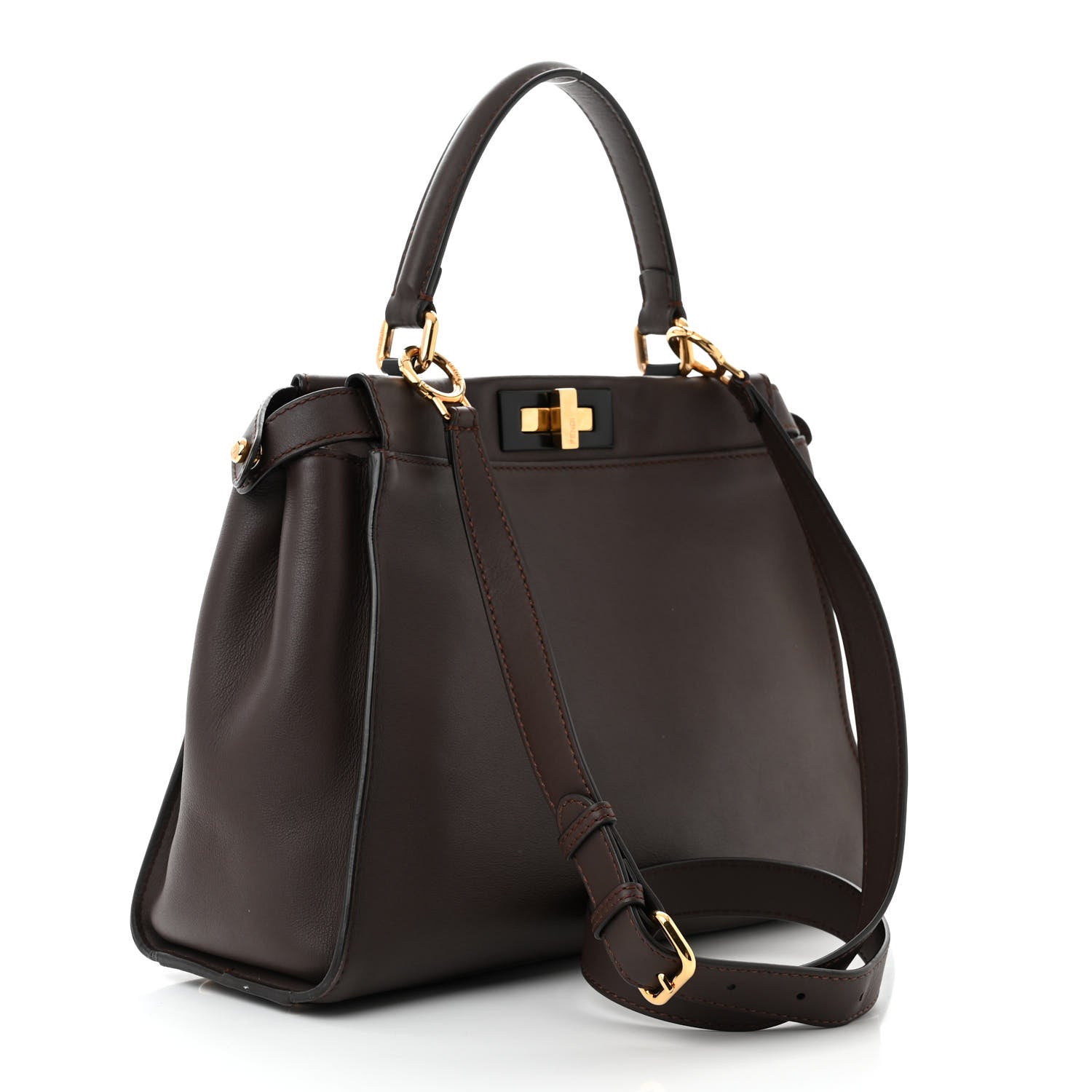 Fendi Vitello Seta Shiny Nappa Medium Peekaboo Iconic Satchel Moresco Rosa Doll 3 of 12