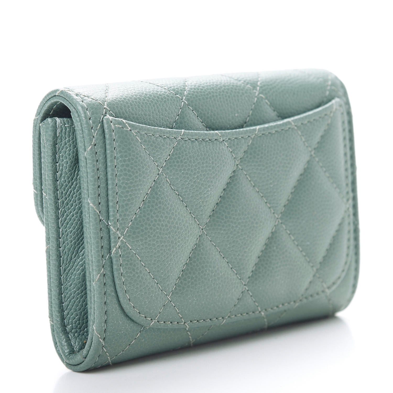 Chanel Iridescent Caviar Quilted Flap Card Holder Wallet Light Blue 3 of 9