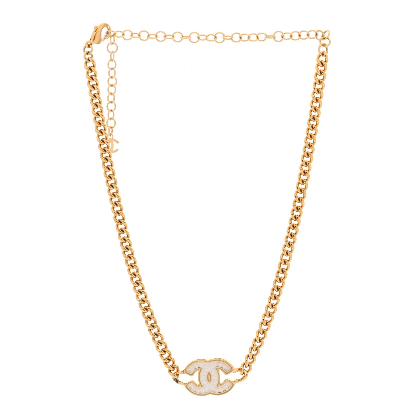 Metal Chain Link CC Choker Necklace Gold