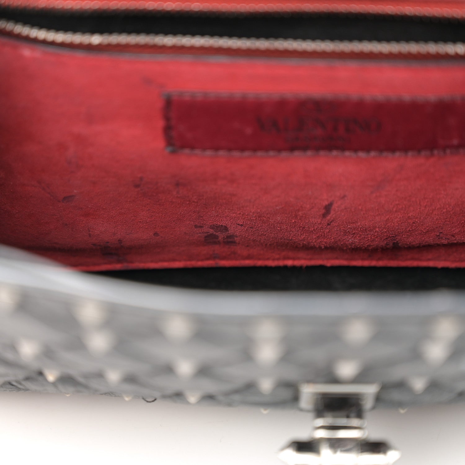 Valentino Garavani Craquele Nappa Rockstud Spike Wallet on Chain Black 10 of 12