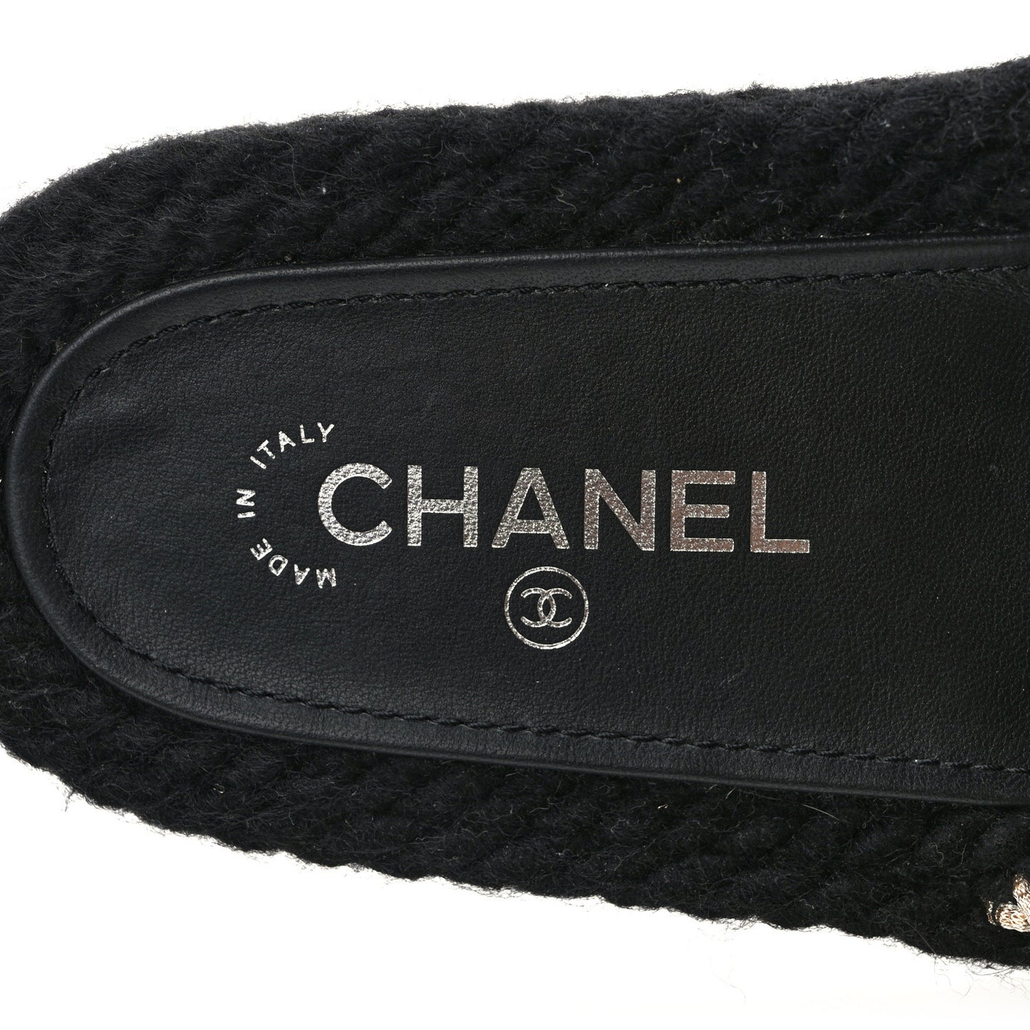 Braided Knit CC Mules 38 Black Gold