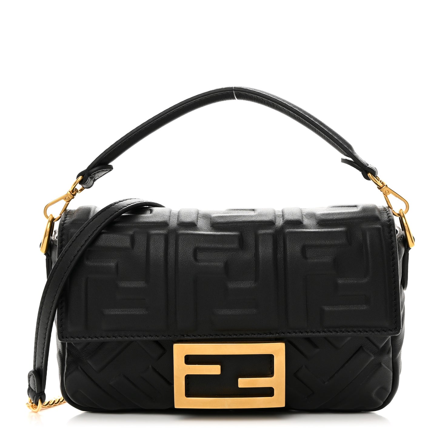 Nappa FF 1974 Embossed Mini Baguette Black