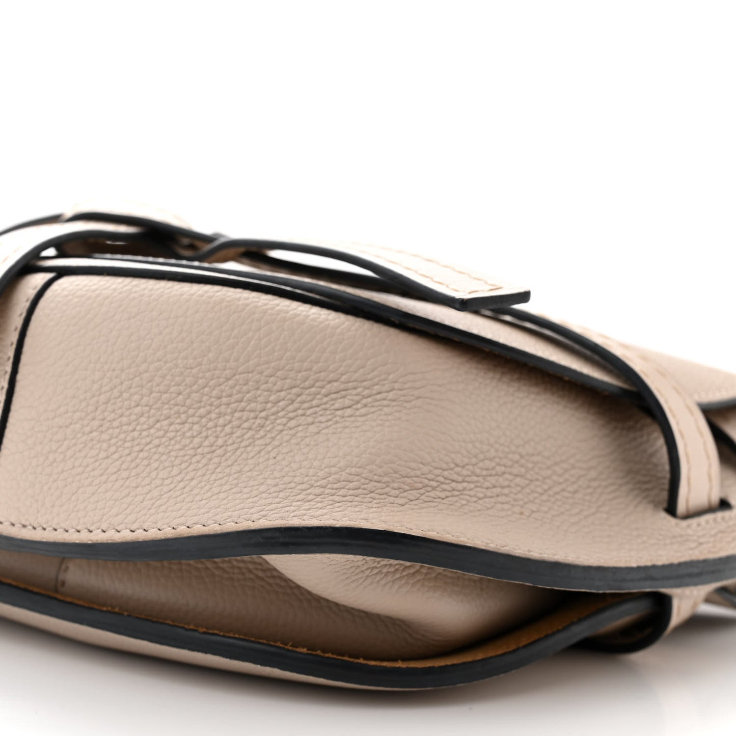 Grained Calfskin Small Gate Crossbody Bag Light Oat
