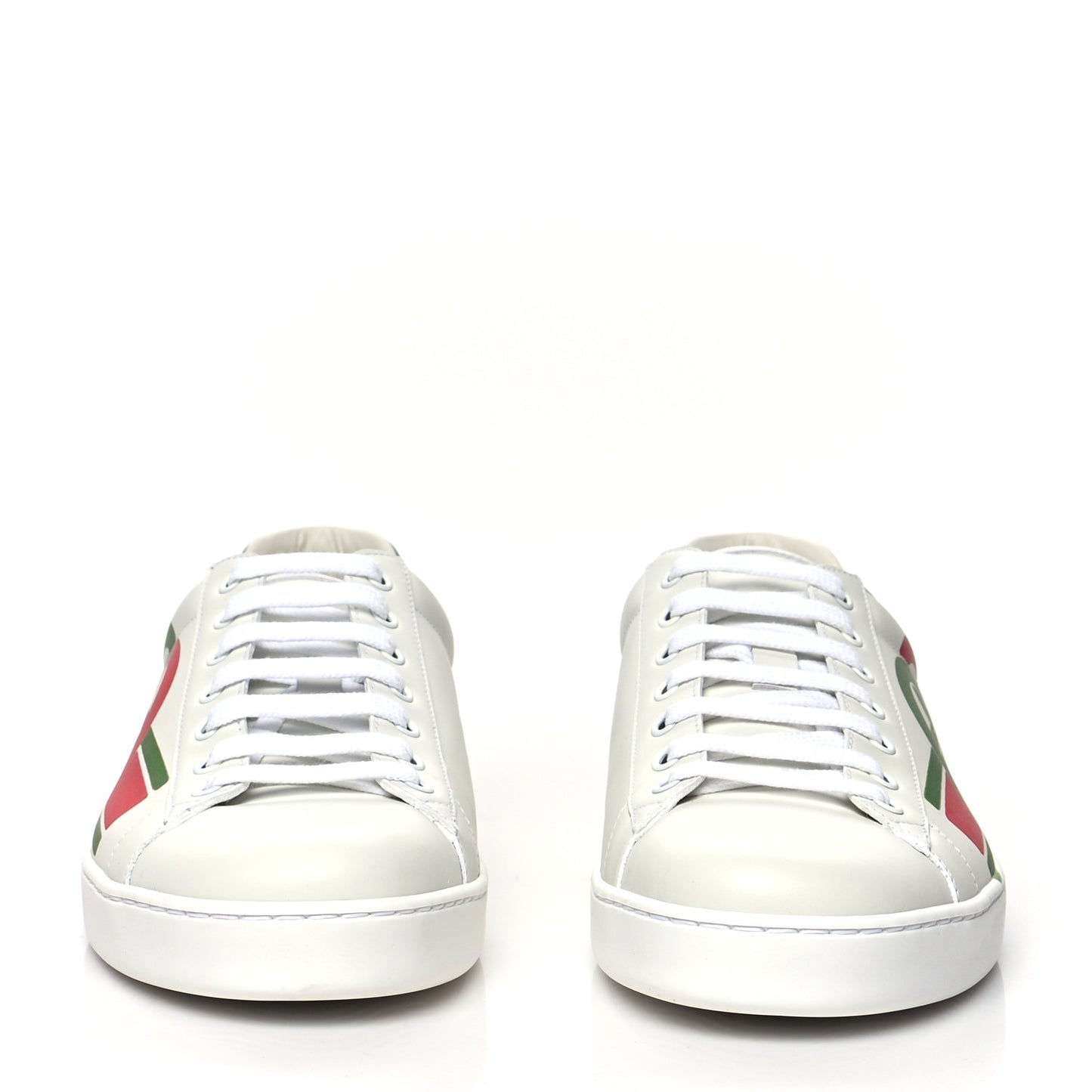 Calfskin Interlocking G Mens New Ace Sneakers 9 White Red Flame Green
