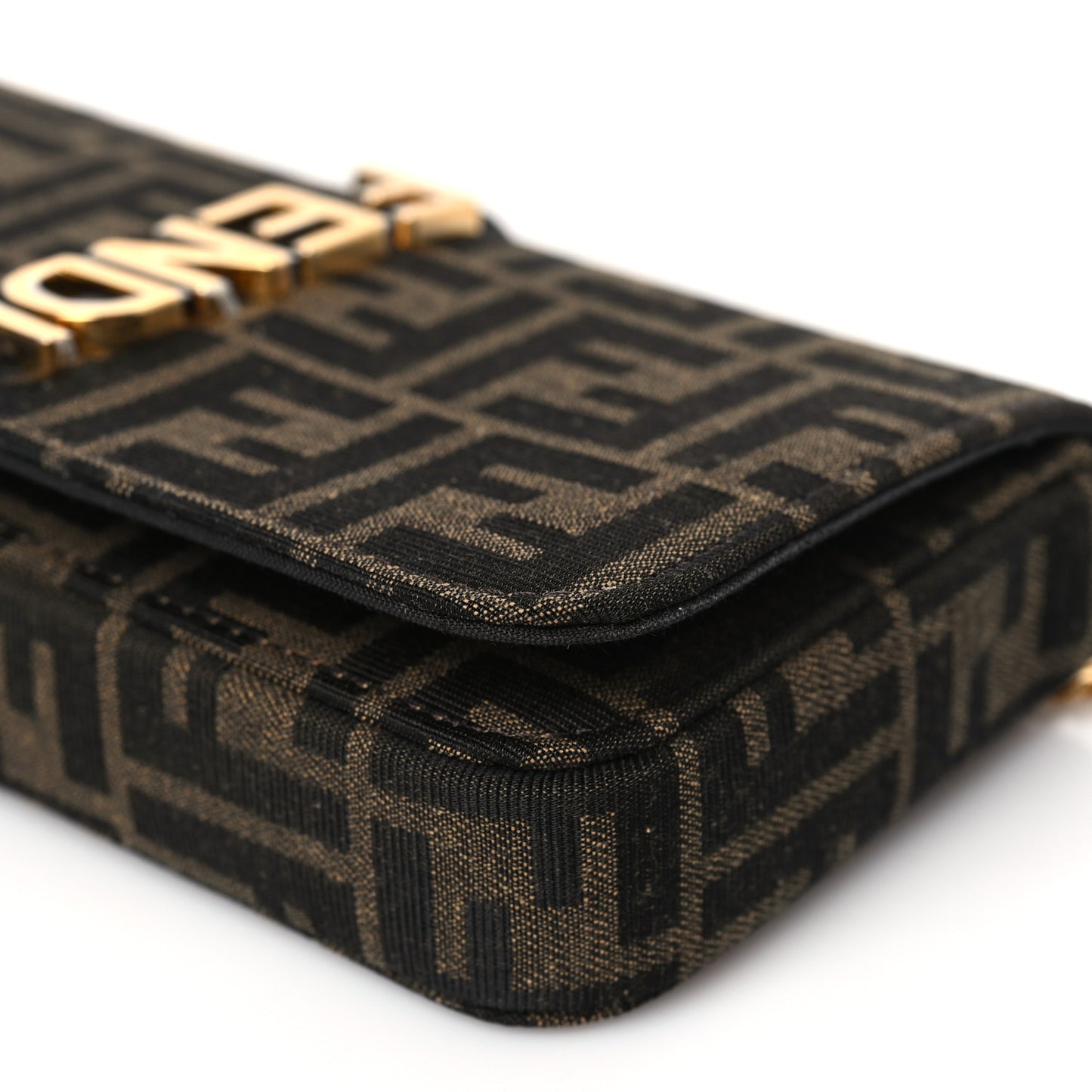 Fabric Jacquard FF 1974 Fendigraphy Wallet On Chain Tobacco Moro Ebano