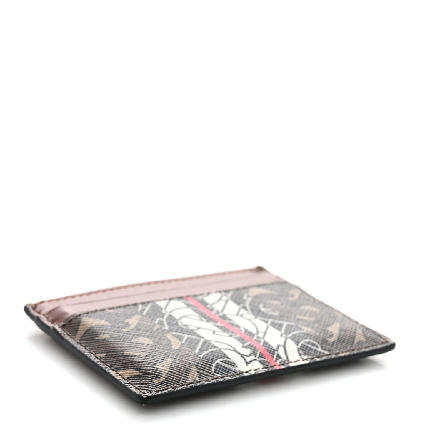 E-Canvas Monogram Stripe Card Case Bridle Brown