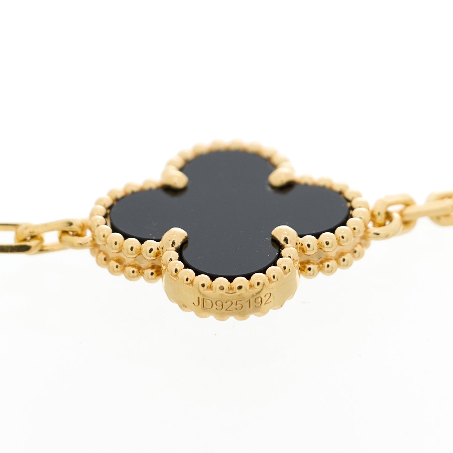 18K Yellow Gold Black Onyx 5 Motifs Vintage Alhambra Bracelet