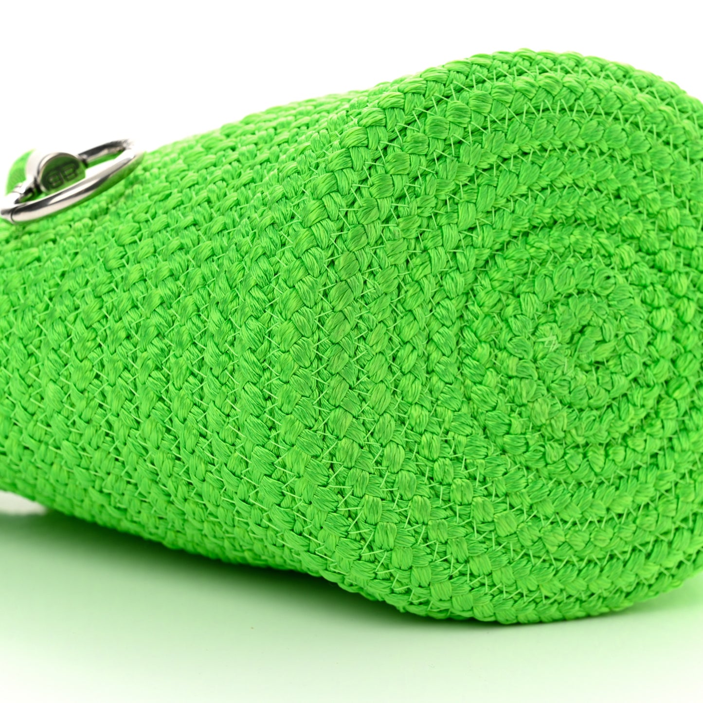 Nylon Lambskin Woven Small Ibiza Basket With Strap Green