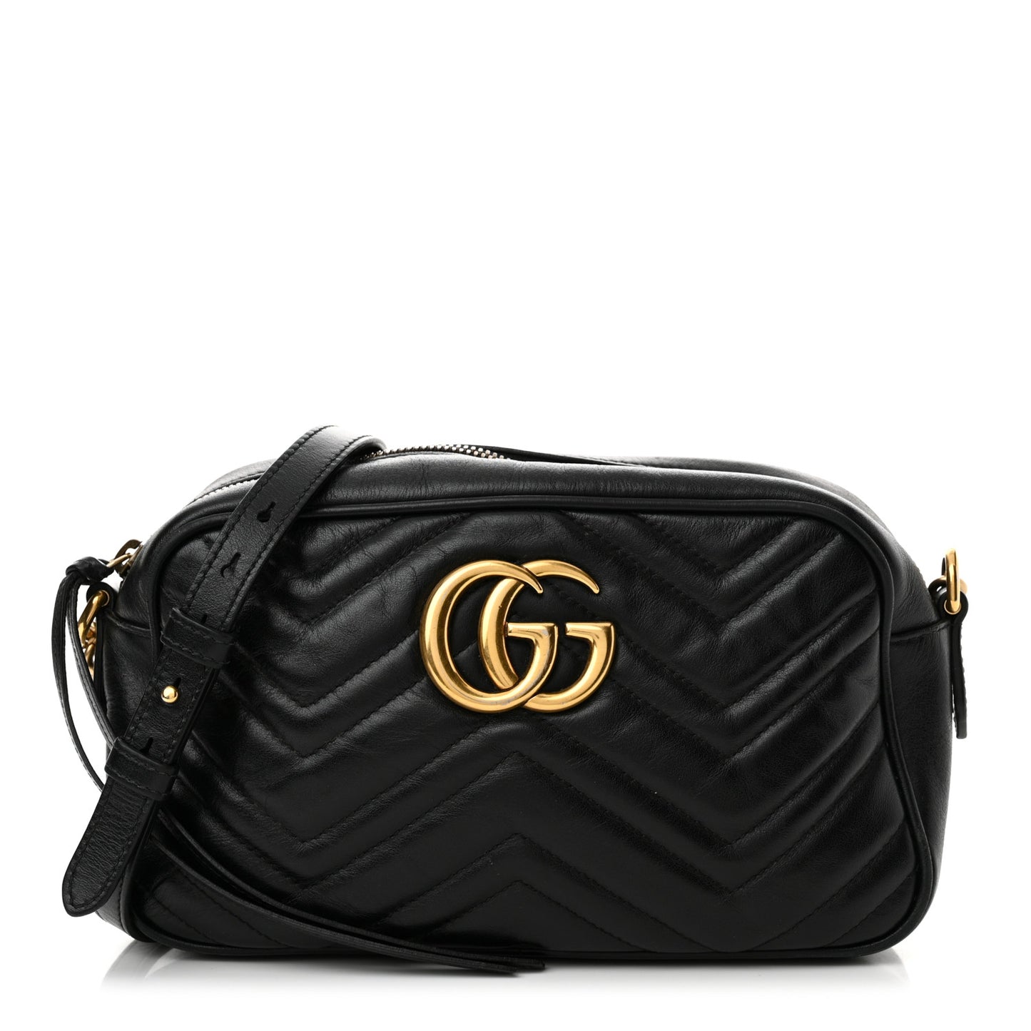 Calfskin Matelasse Small GG Marmont Chain Shoulder Bag Black