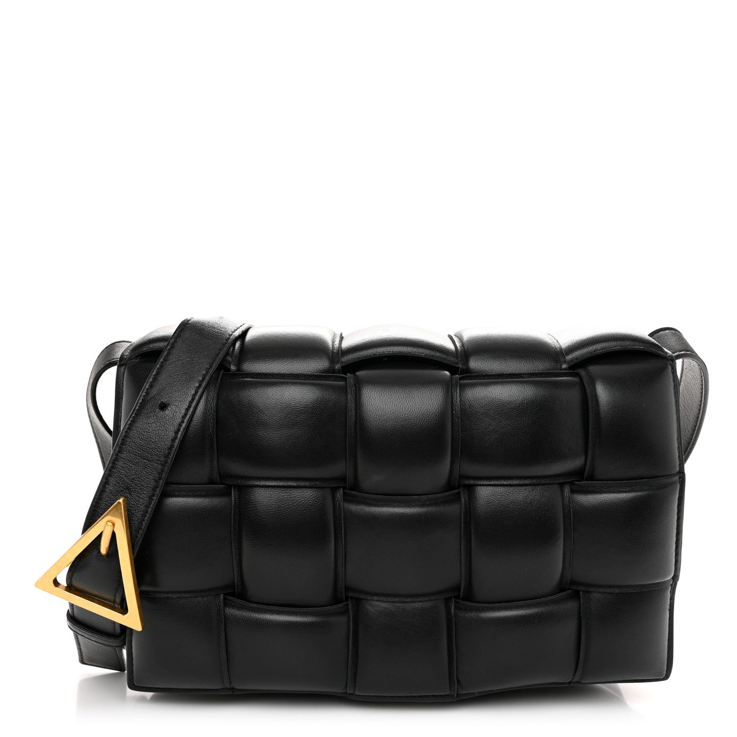Nappa Maxi Intreccio Padded Cassette Crossbody Bag Black