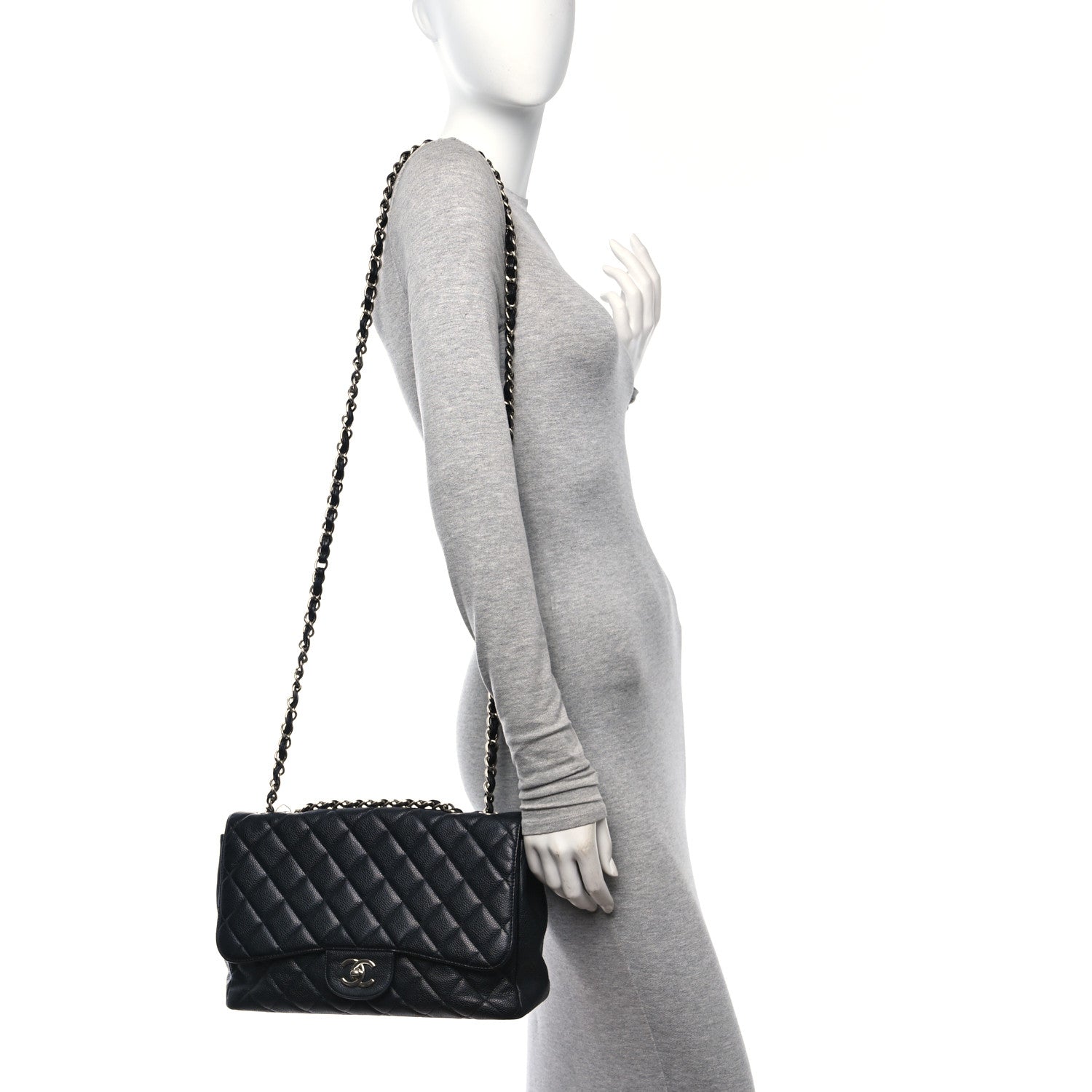 Chanel Caviar Quilted Jumbo Single Flap Black 2 of 11