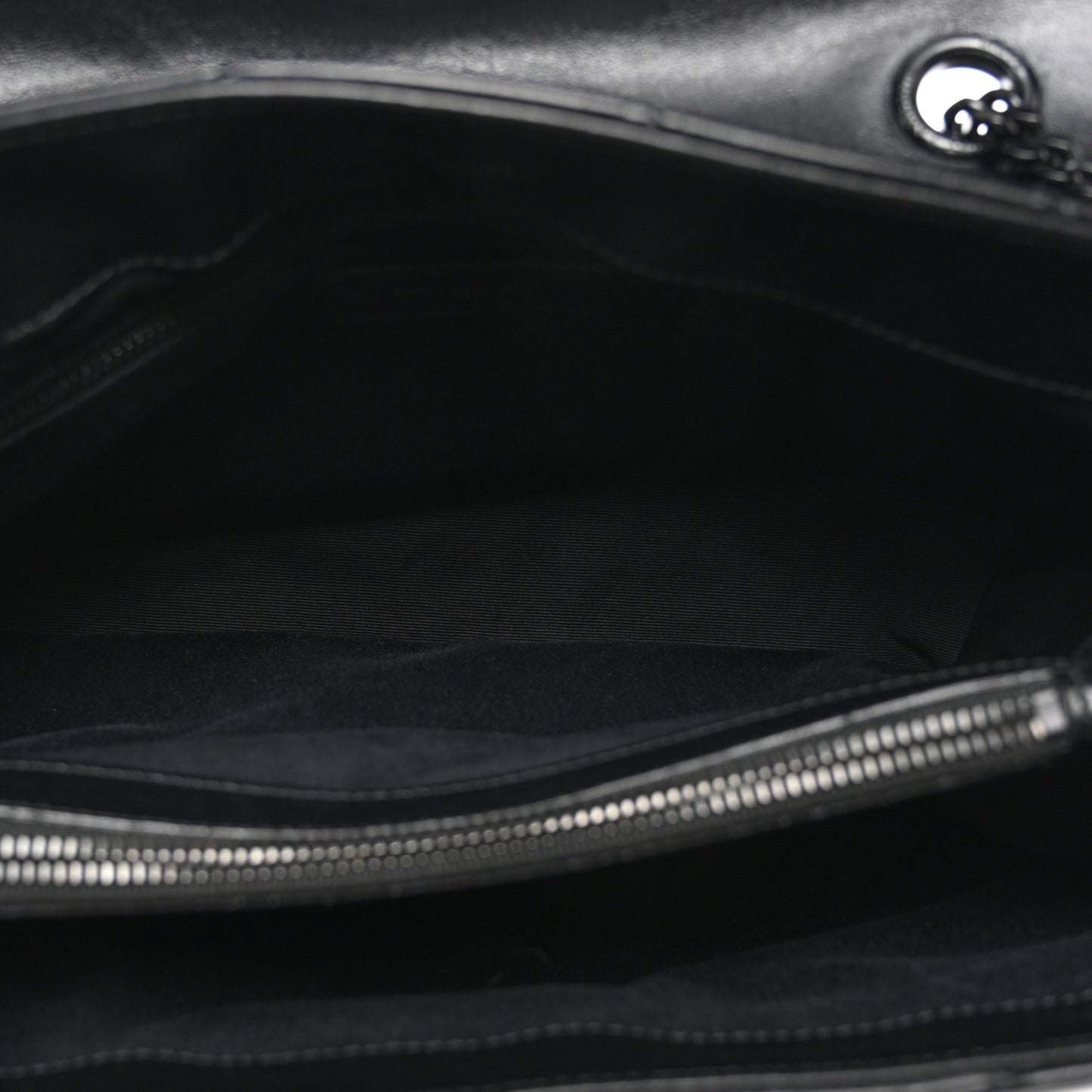 Calfskin Y Quilted Monogram Monochrome Medium Loulou Chain Satchel Black