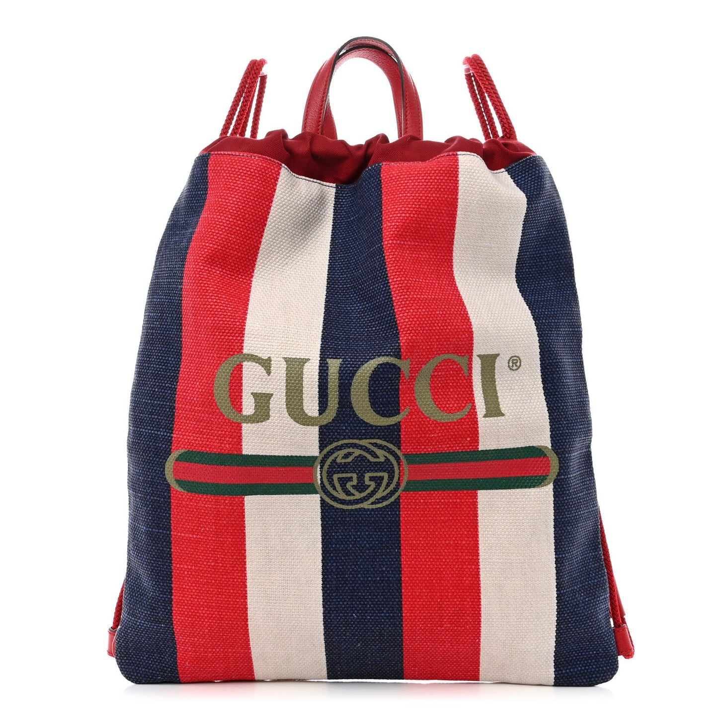 Canvas Logo Sylvie Stripe Drawstring Backpack Red