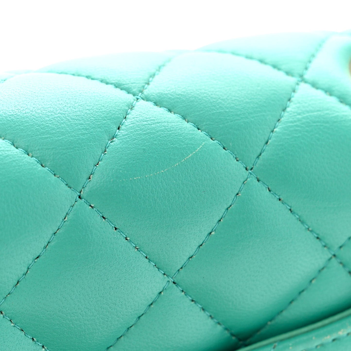 Lambskin Quilted Mini Rectangular Flap Turquoise