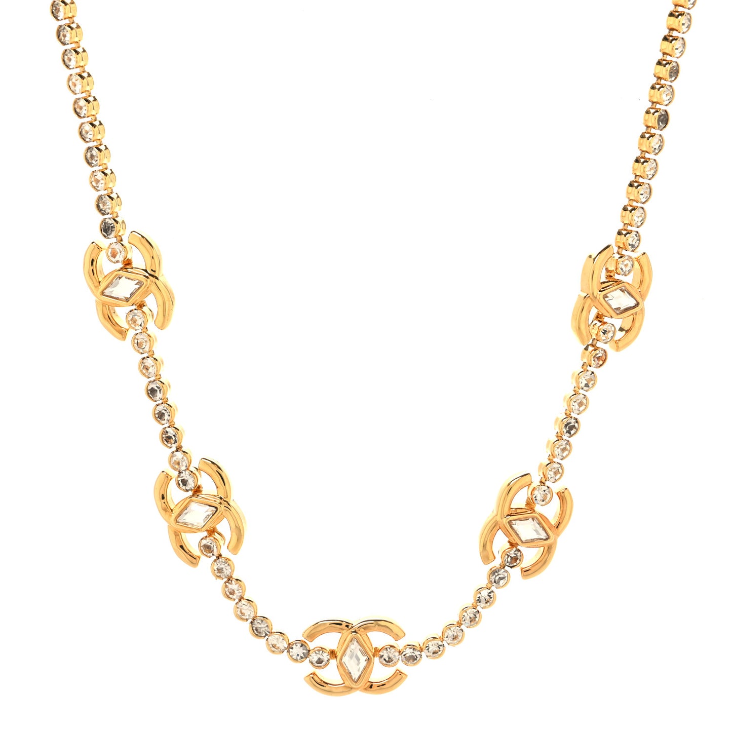 Metal Crystal CC Marquise Choker Gold