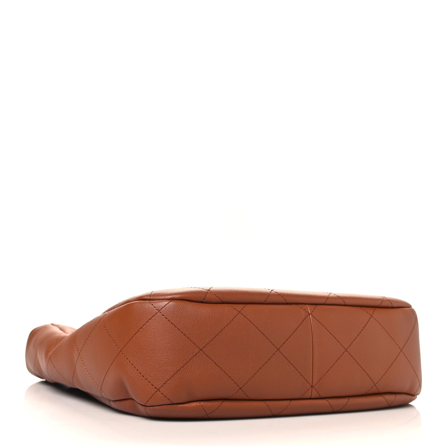 Calfskin Quilted Braided Handle Chain Hobo Brown